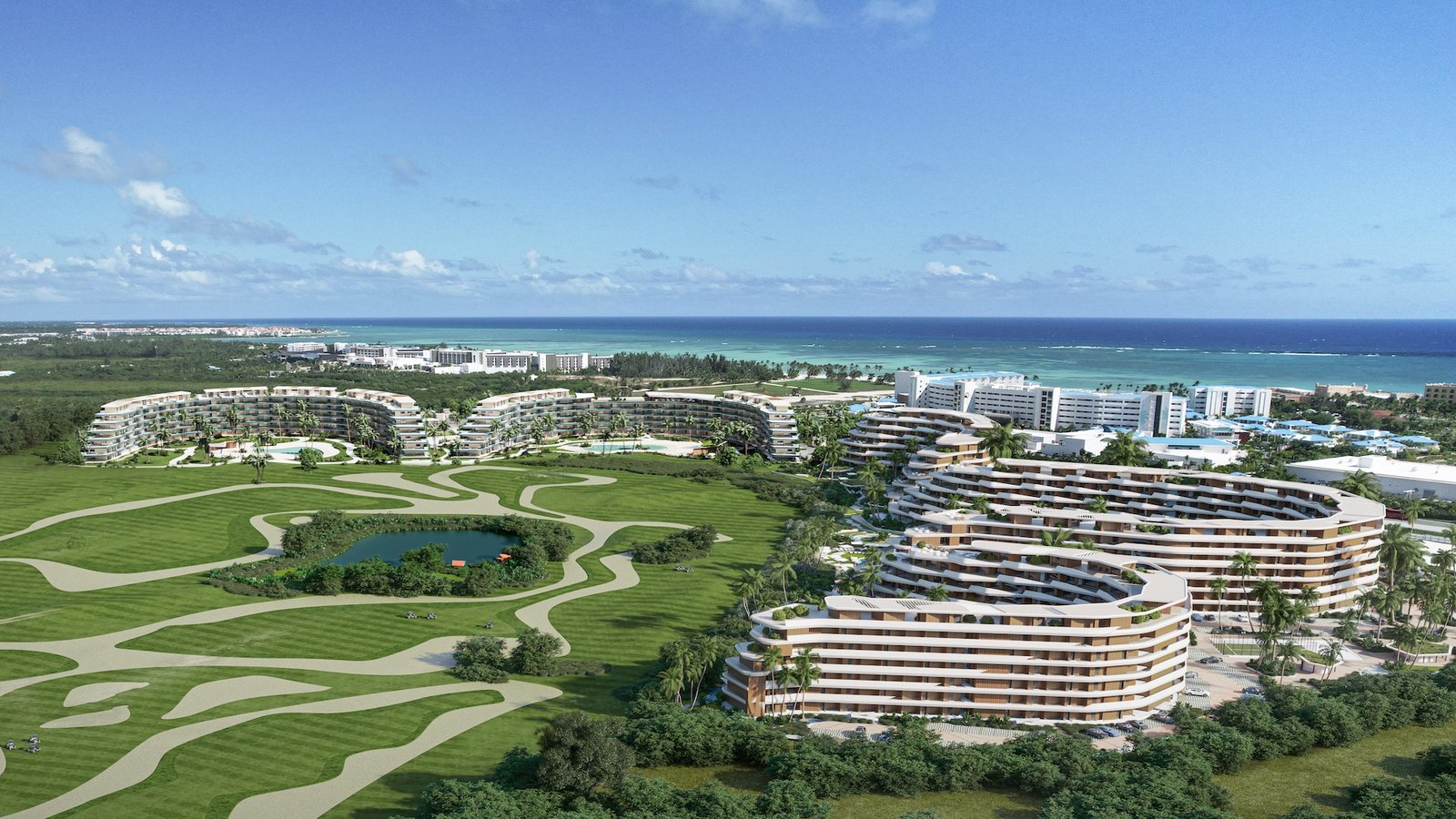 Vista aérea del complejo residencial y sus alrededores