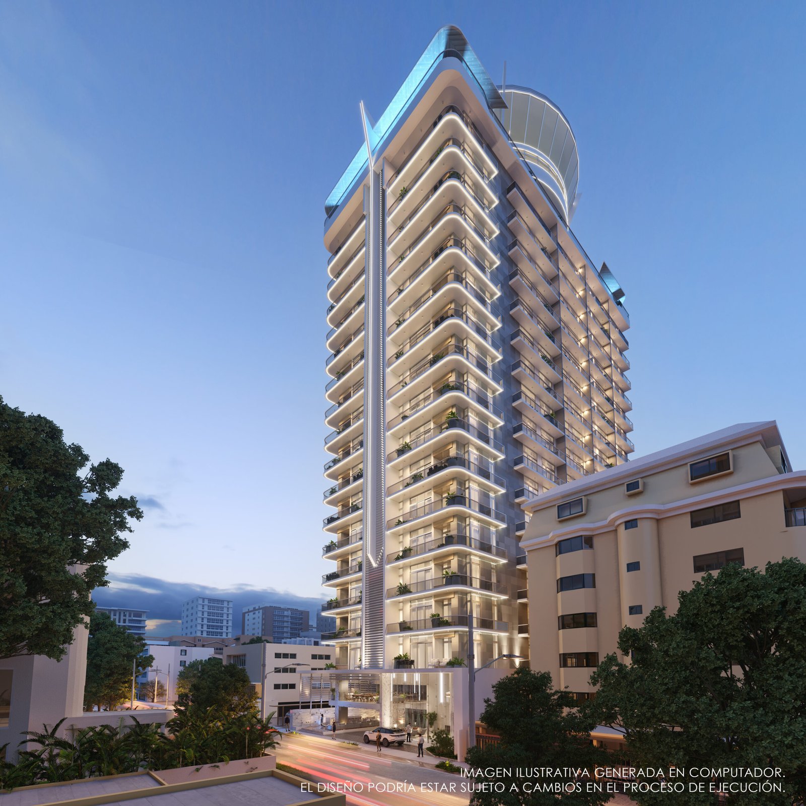 Torre residencial de diseño contemporáneo