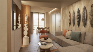 Salón contemporáneo con zona de estar