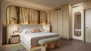 Dormitorio de lujo con cama de matrimonio
