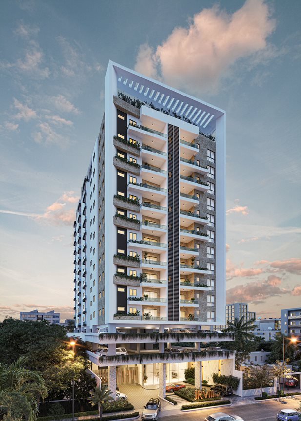 Torre residencial de arquitectura moderna