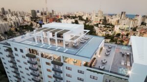 Vista aérea del edificio residencial