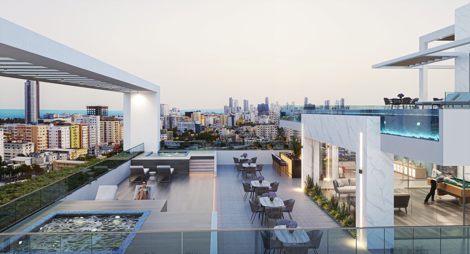 Ensanche Bella Vista, Santo Domingo: terraza panorámica con vistas urbanas