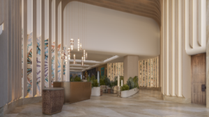 Lobby exclusivo con acabados de lujo