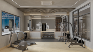 Gimnasio moderno con mucha luz