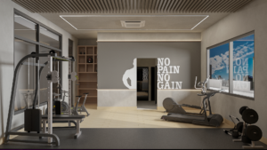 Gimnasio elegante Con estantes