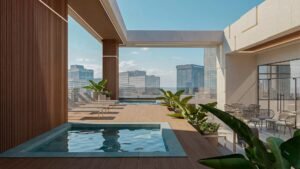 Piscina con vistas al skyline