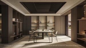 Comedor moderno con iluminación de diseño