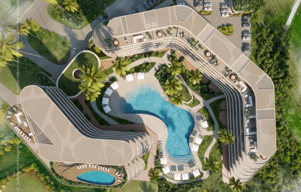 Residences by Marriott, Cap Cana: vista aérea de la piscina y jardines