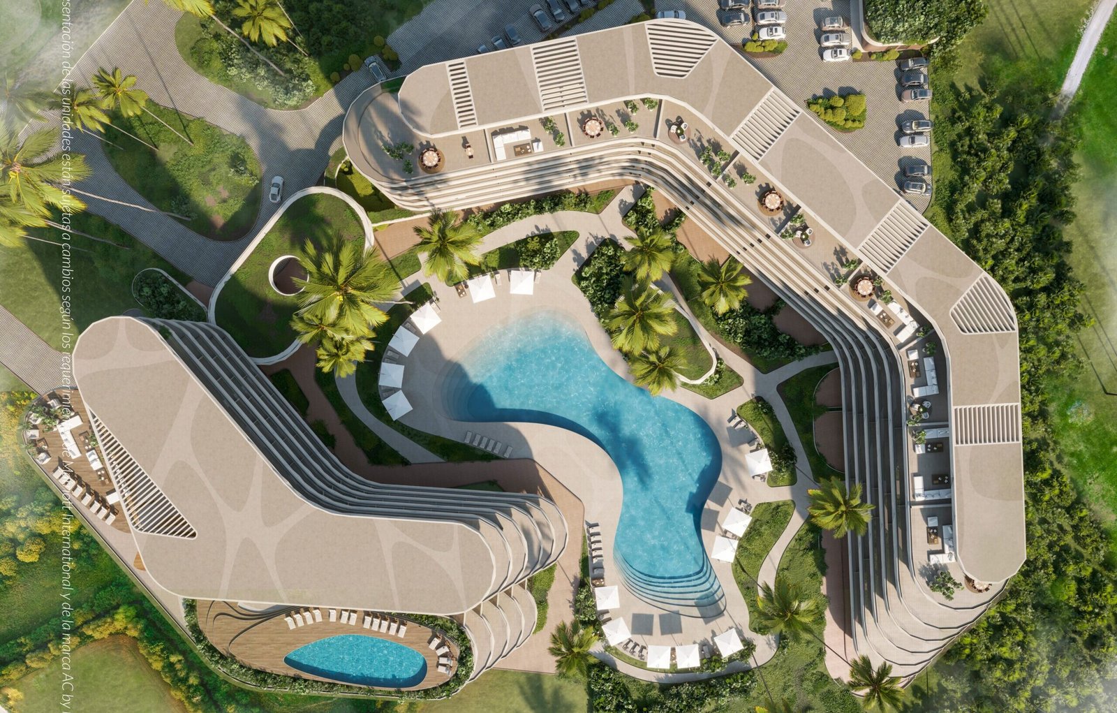 Residences by Marriott, Cap Cana: vista aérea de la piscina y jardines