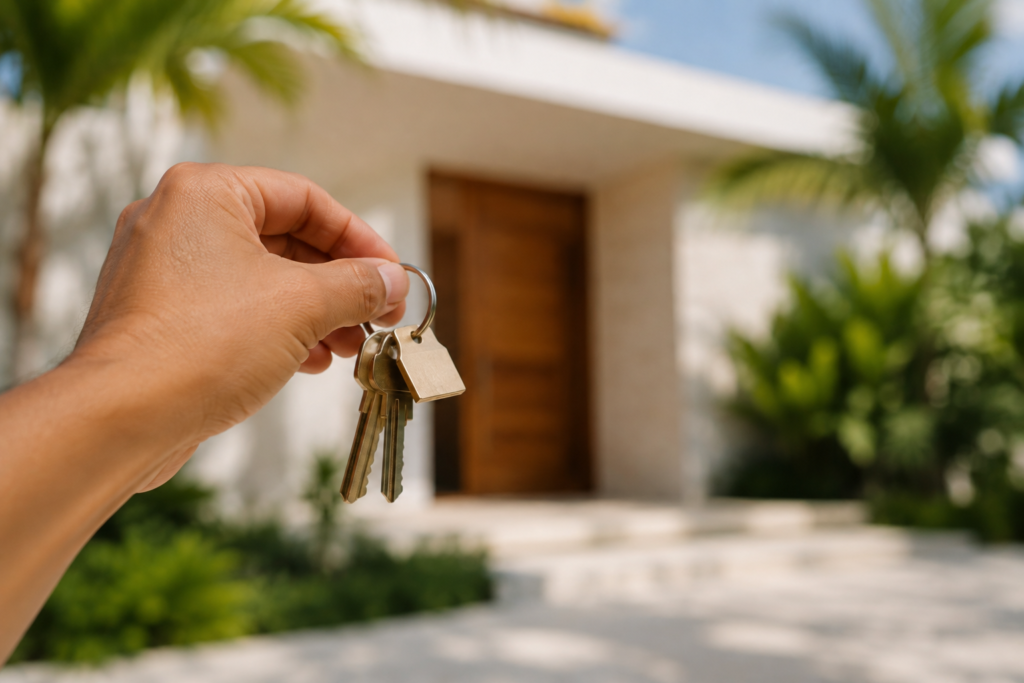 Entrega de llaves de una vivienda, último paso al comprar propiedad en República Dominicana siendo extranjero